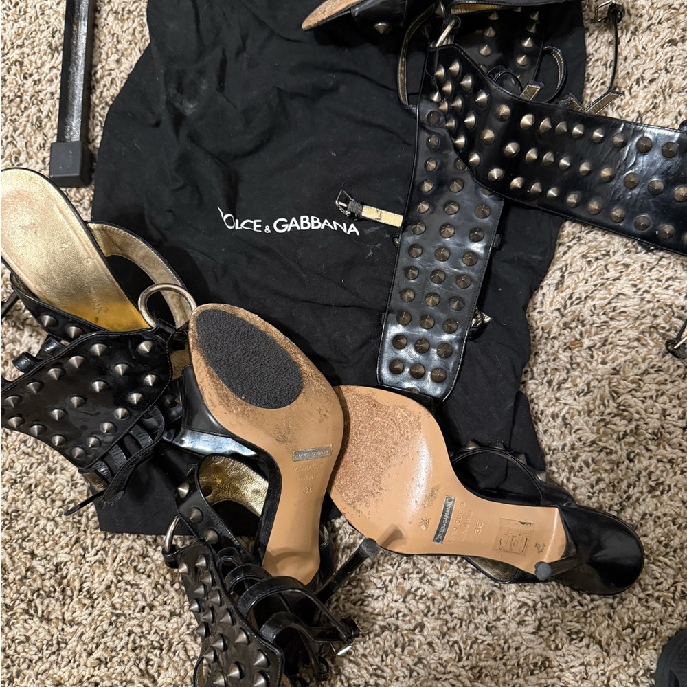 Dolce & Gabbana 2003 Studded gladiator leather heels -Love and Sex Collection